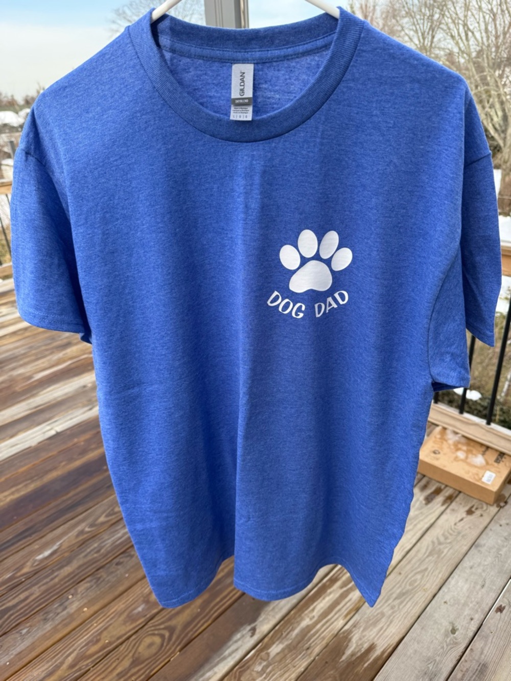 Dog Dad shirt T-Shirt with Paw Print
BRAND NEW made by me LARGE